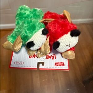 Brand New Set 2 Christmas Color 8”Lambchop Dog Toy Plush Stuffed With Squeaker